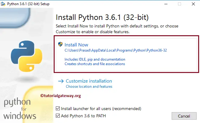 Download and Install Python on windows 10 5