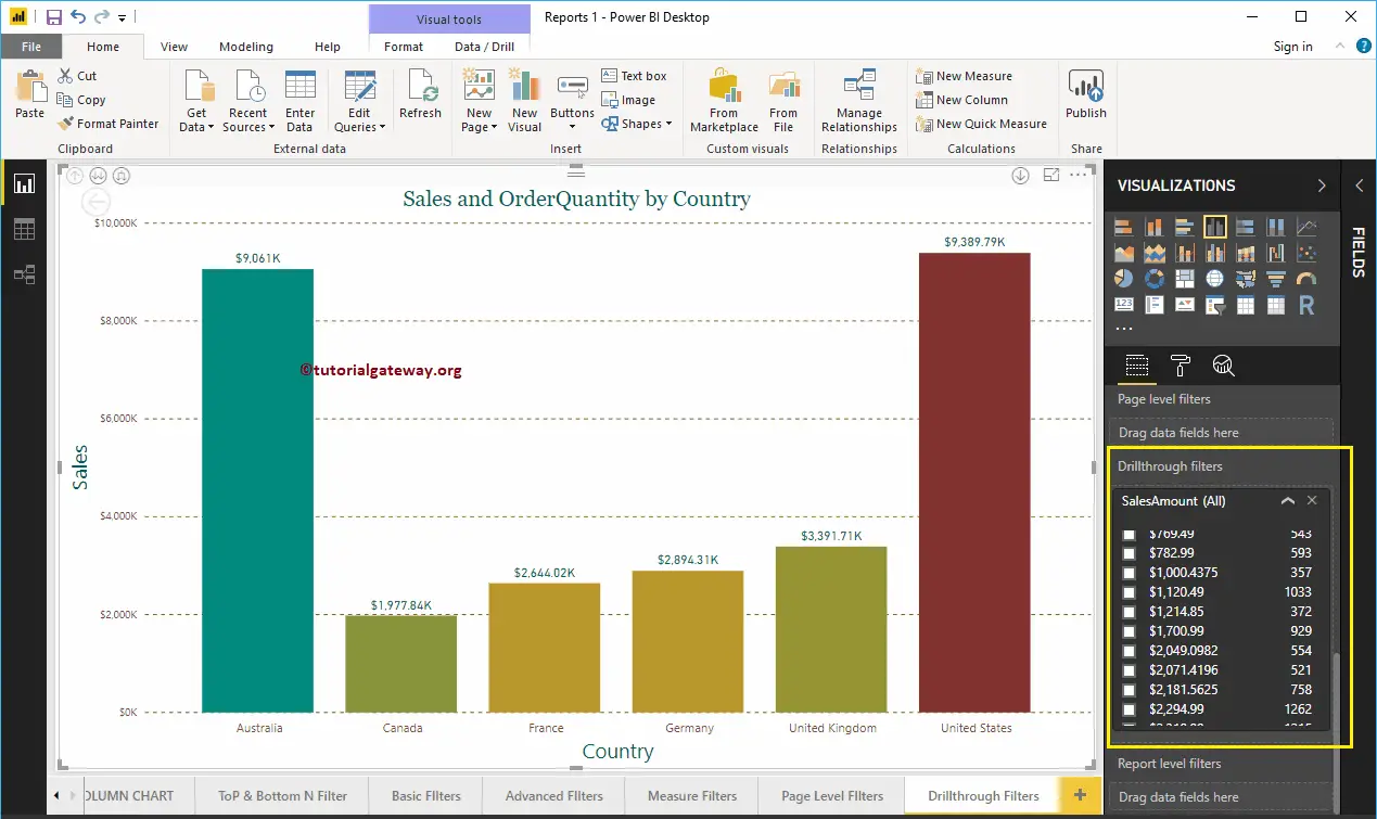 Drill through Filters in Power BI 10