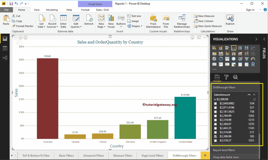 Drill through Filters in Power BI 10