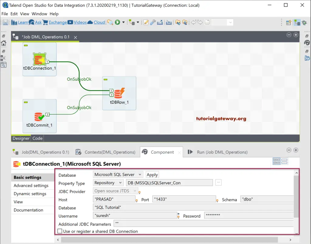 Execute SQL Queries in Talend 5