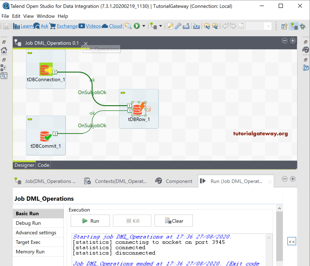 Execute SQL Queries in Talend 7
