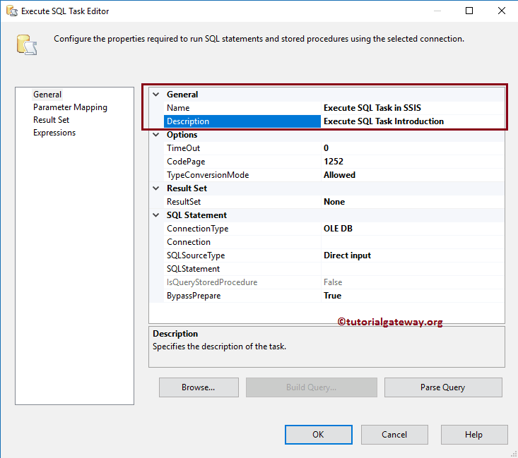 Execute Task Name and Description Properties