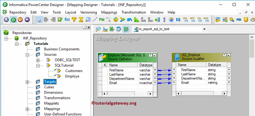 Export Data to Flat File Mapping Designer 