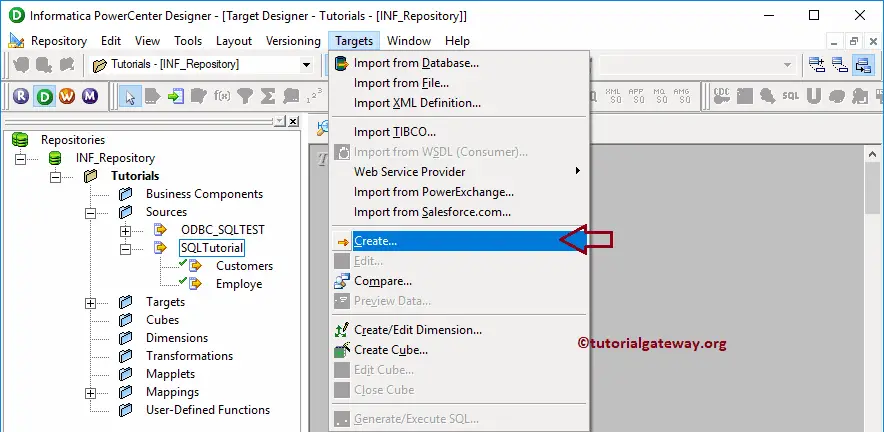 Create Target Table to export Data