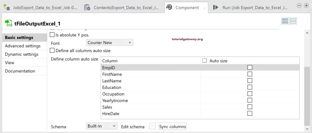 Export Database Table to Excel in Talend 6