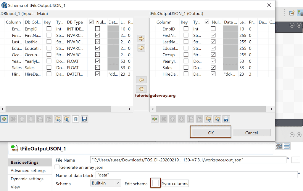 Export Database Table To JSON In Talend