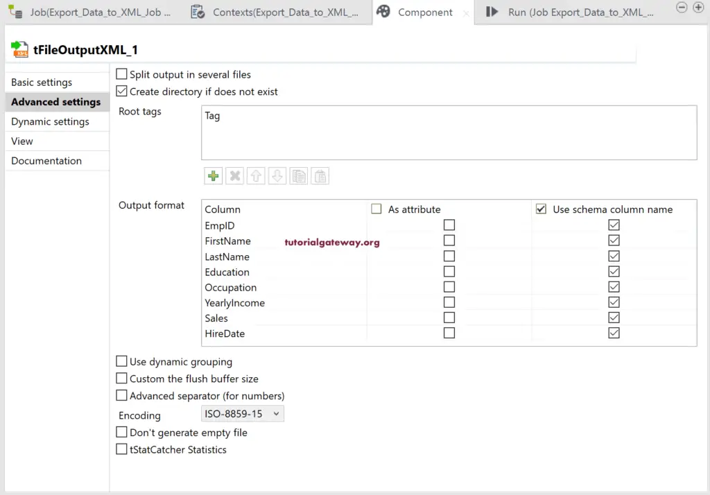 Export Database Table to XML in Talend 9