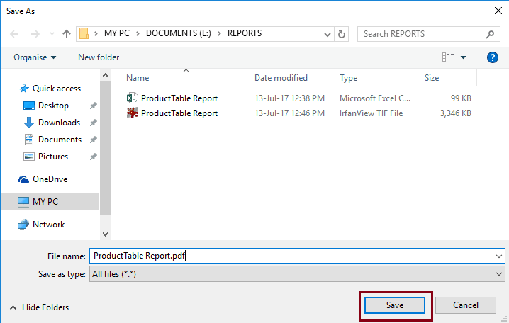 Save report as PDF File 14