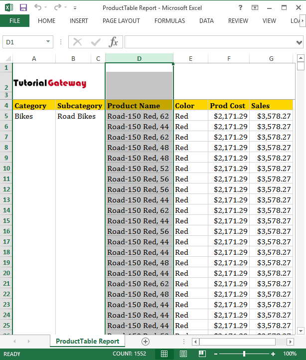 View report in excel file 18