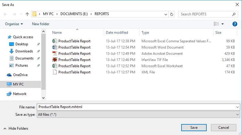 Save Report as MHTML Web Archive 26