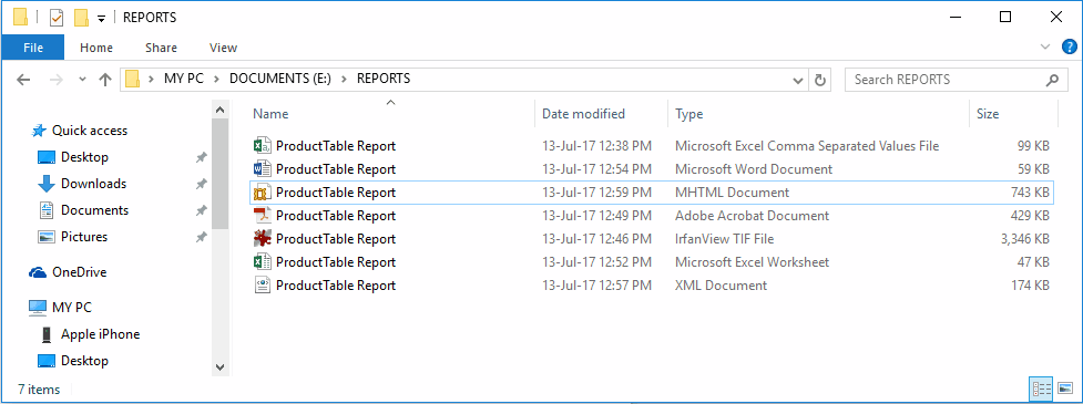 All Exported Reports in File System 28