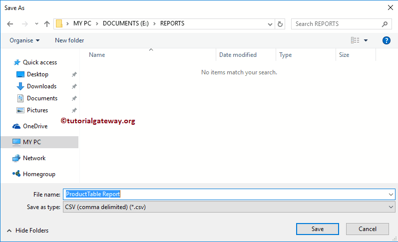 Save CSV report in file system 7