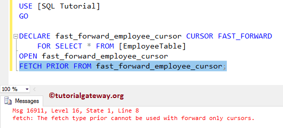 FAST_FORWARD Cursor in SQL Server 2