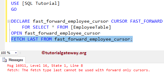 FAST_FORWARD Cursor in SQL Server 3