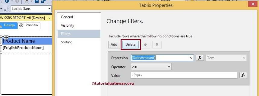 Filters at Tablix Level in SSRS 8