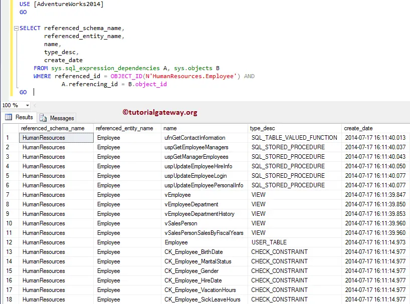 Find the Dependencies of a Table in SQL Server 10