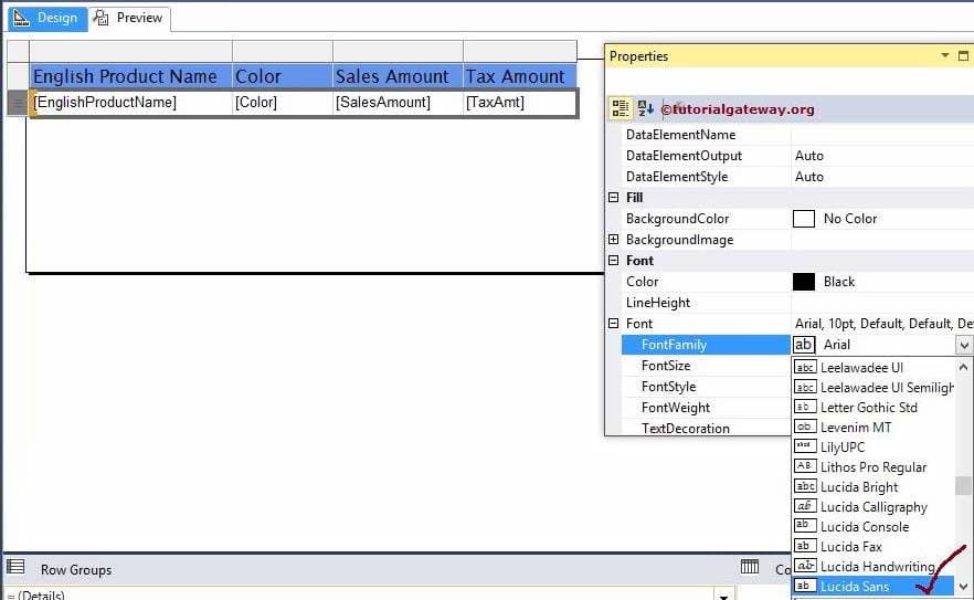 Format Fonts and Background of a Textbox in SSRS 7