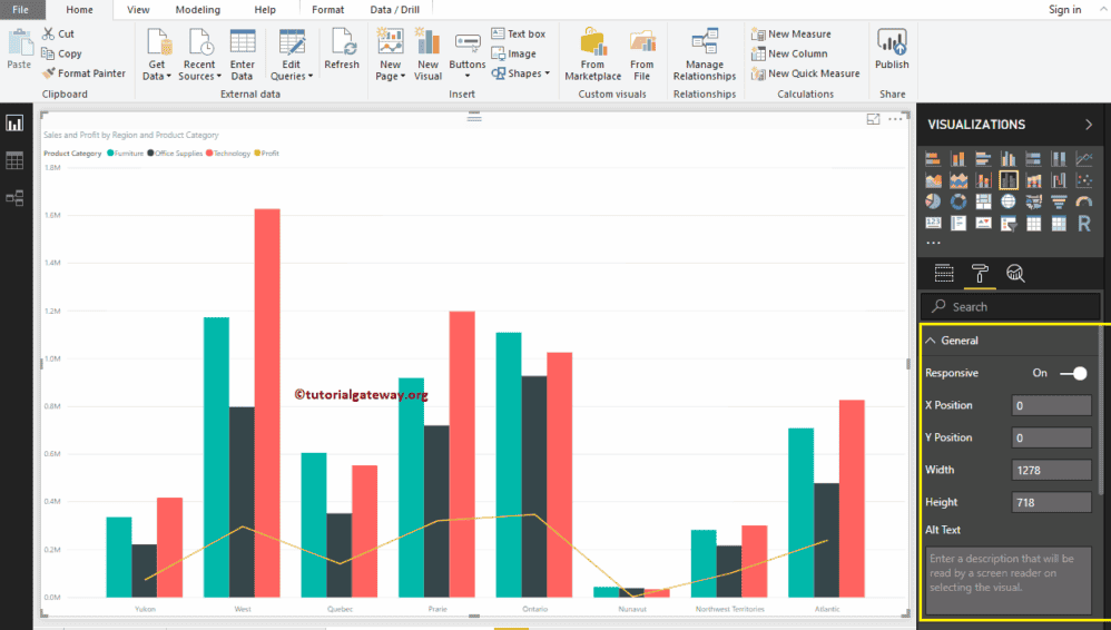 Format Power BI Line and Clustered Column Chart 1