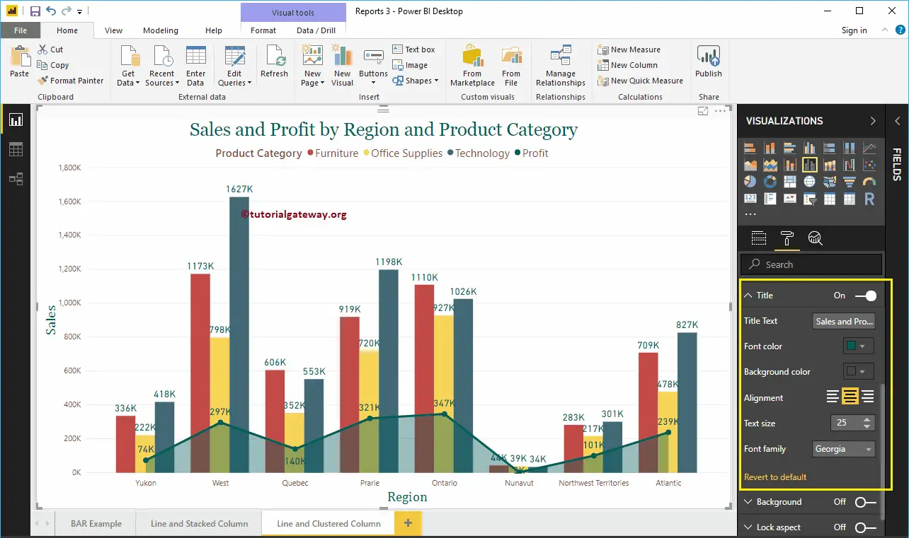 Format Power BI Line and Clustered Column Chart 12