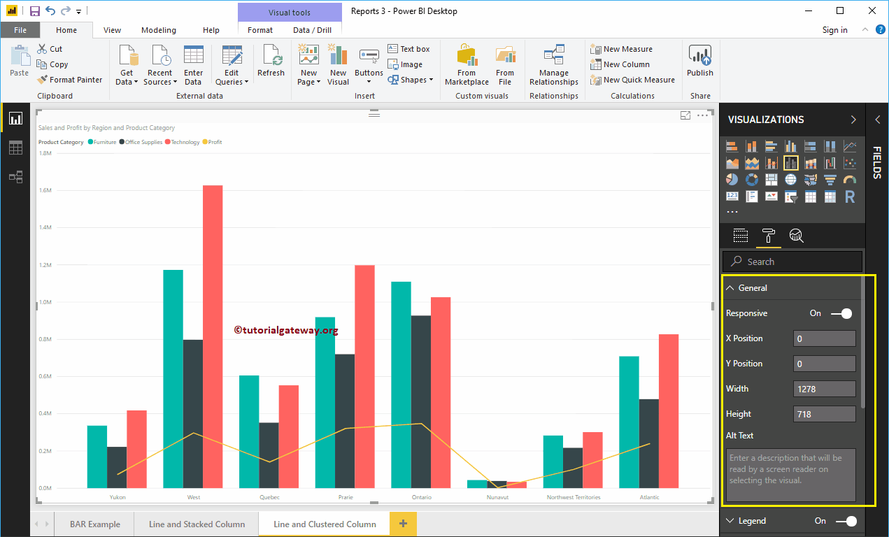 Format Power BI Line and Clustered Column Chart 2