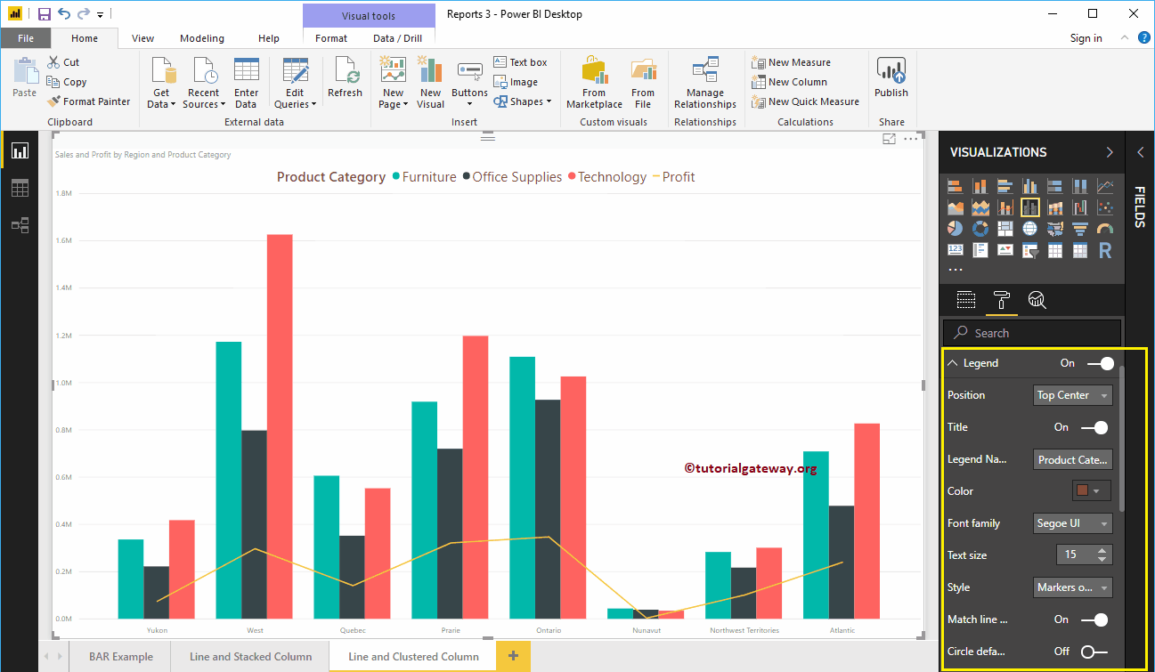 Format Power BI Line and Clustered Column Chart 3