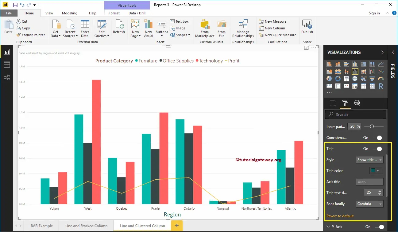 Format Power BI Line and Clustered Column Chart 5