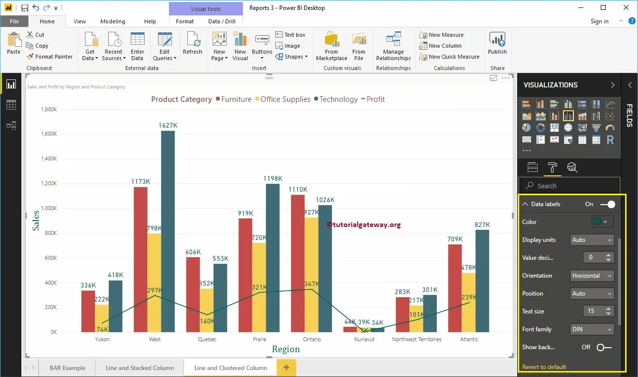 Format Power BI Line and Clustered Column Chart 9