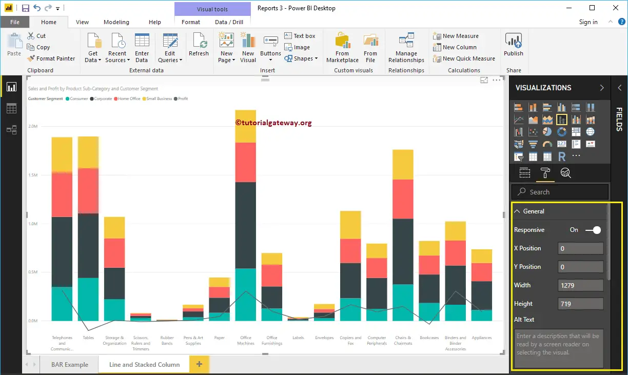 Format Power BI Line and Stacked Column Chart 2