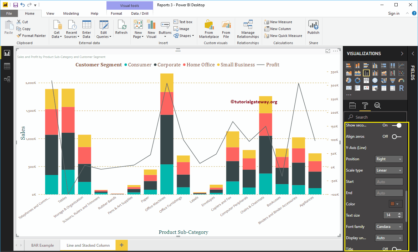 Format Power BI Line and Stacked Column Chart 8