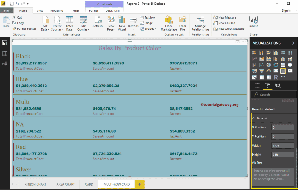 Format Power BI Multi-Row Card 11