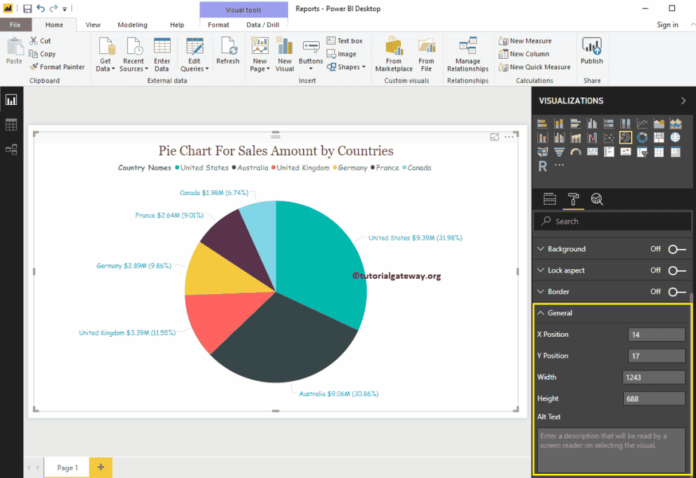 Format Power BI Pie Chart Chart Border Power Bi