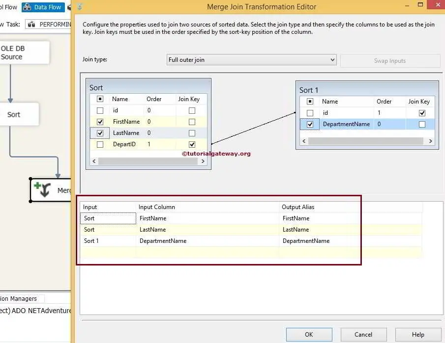 Full Outer Join in SSIS Using Merge Join Transformation 3