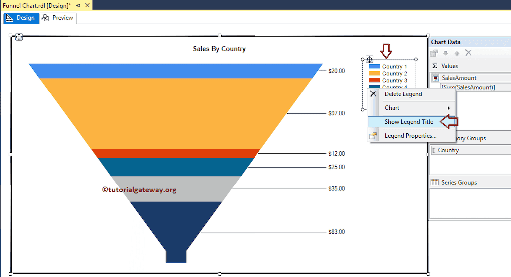 SSRS Funnel Chart Legend Properties
