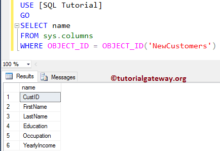 Get Column Names From Table in SQL Server 3