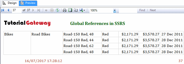 View ReportName Global References Variable 10