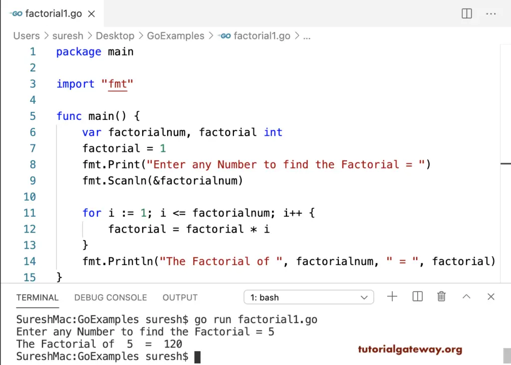 Go Program to FInd Factorial of a Number 1