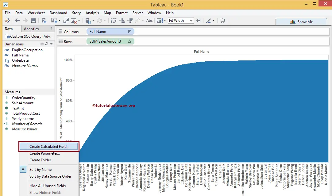 How to Create Pareto Chart in Tableau 8