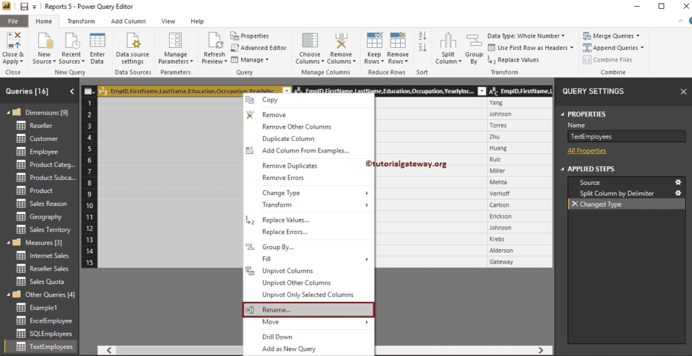 How to Rename Column Names in Power BI