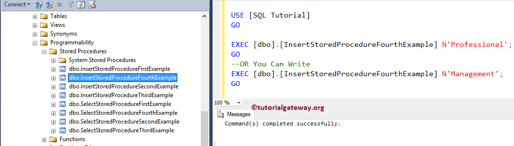 INSERT Stored Procedure in SQL Server 12