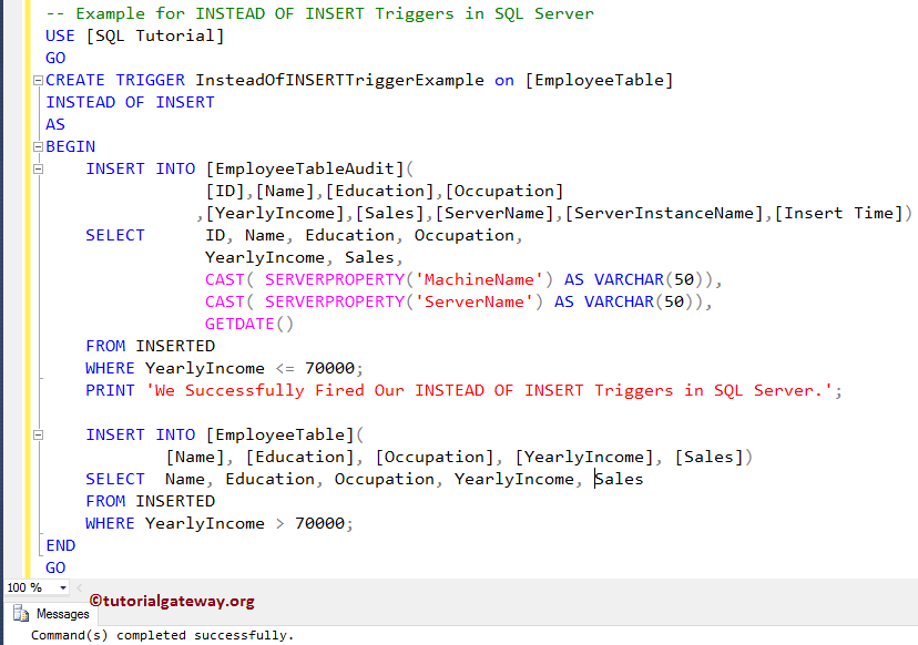 INSTEAD OF INSERT Triggers in SQL Server 1