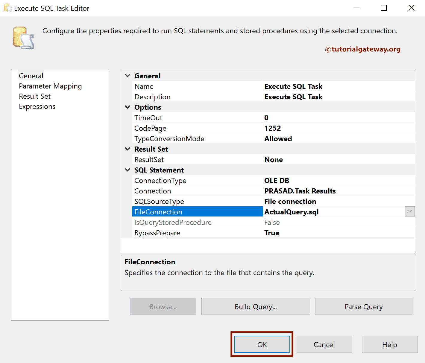 SSIS Execute SQL Task using Query File Connection 7