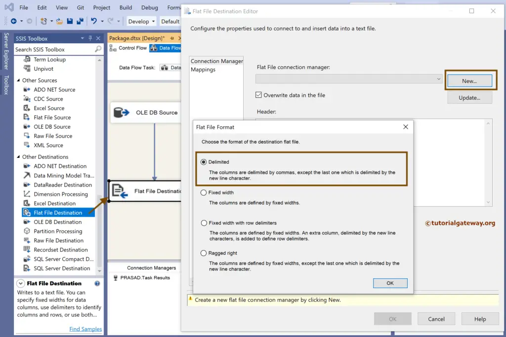 SSIS Export SQLServer Table Data to Flat File With Text Qualifier 1