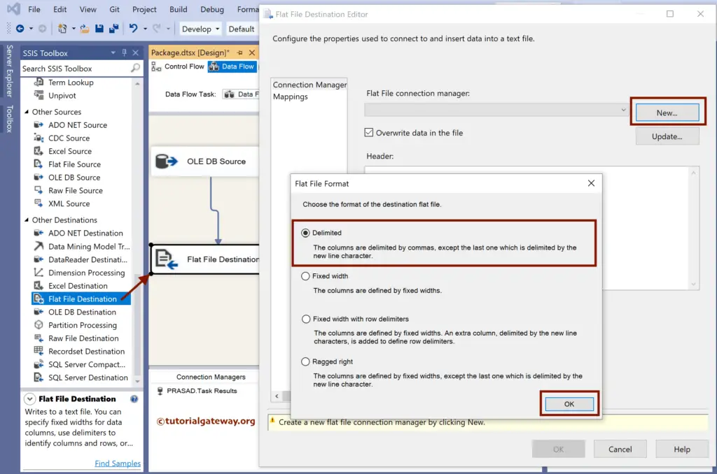 Choose SSIS File Delimiter to Export Data to Semicolon Delimiter Text 5