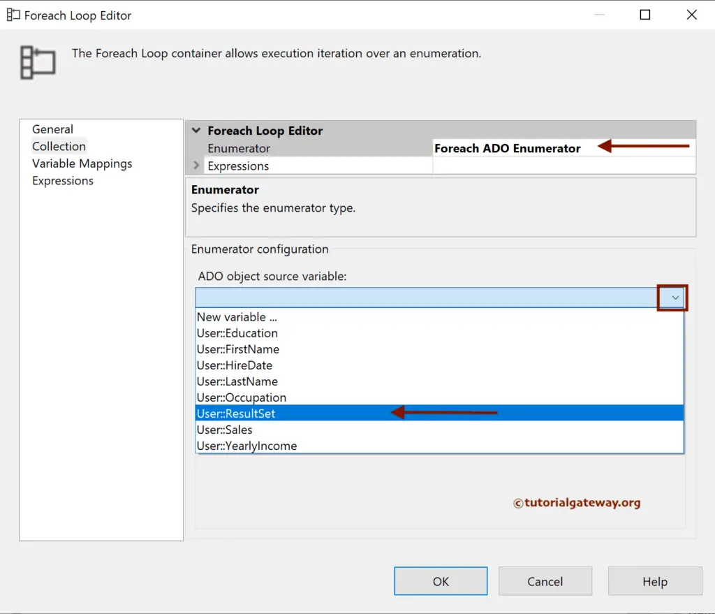 SSIS ForEach Loop ADO Enumerator Object Variable