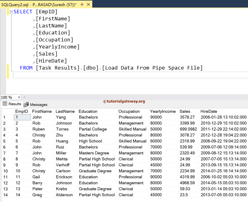 View SQL Table