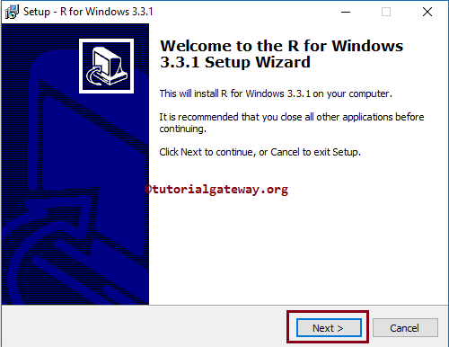 Click next on Install R Software setup wizard Welcome Page  4