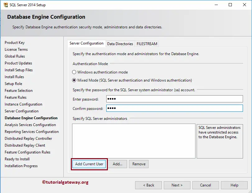Configure Database Engine Authentication Mode to Mixed or Windows 12