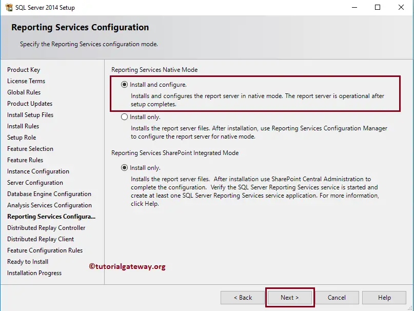 Configure Reporting Services Native Mode and SharePoint Integrated Mode while installing sql server 17