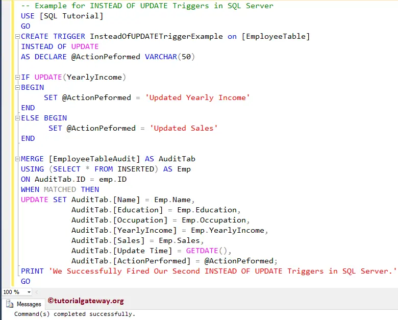 Instead Of UPDATE Triggers in SQL Server 8