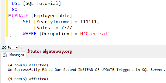 Instead Of UPDATE Triggers in SQL Server 9